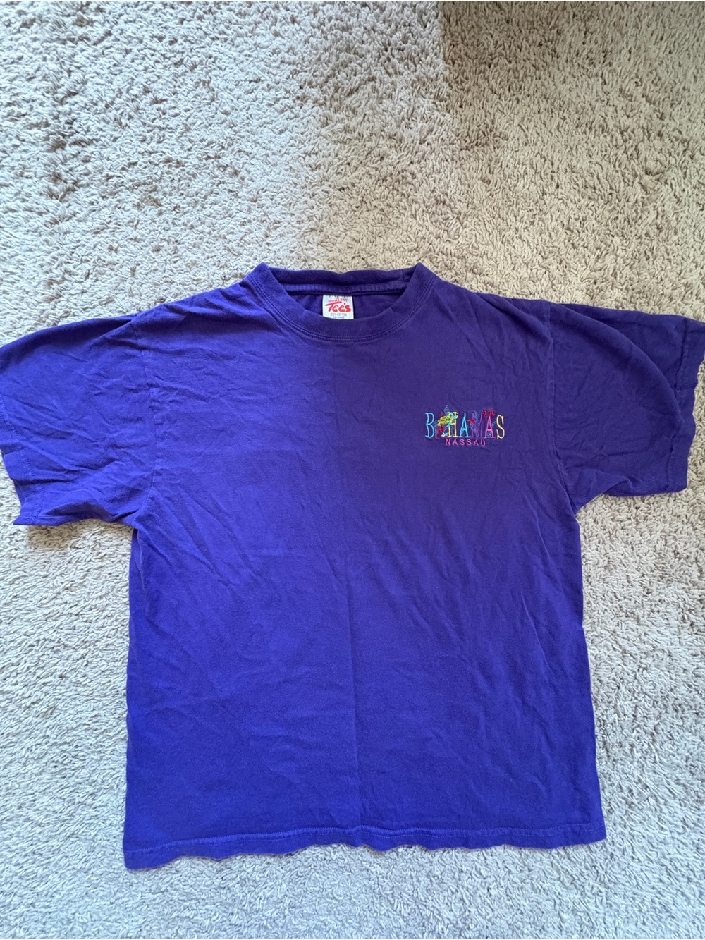Bahamas Nassau Embroidered Purple Crewneck T-Shirt